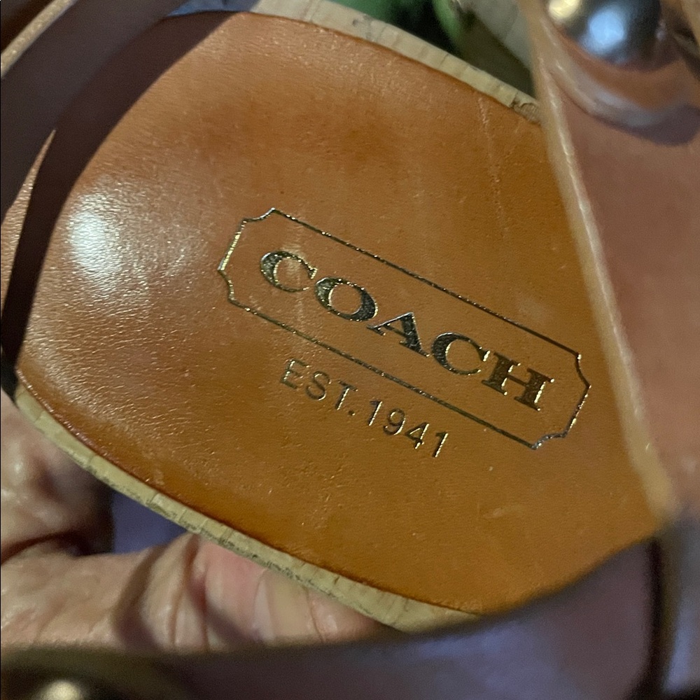 Coach Natural Leather Strappy Heeled Sandals - Picture 6 of 8